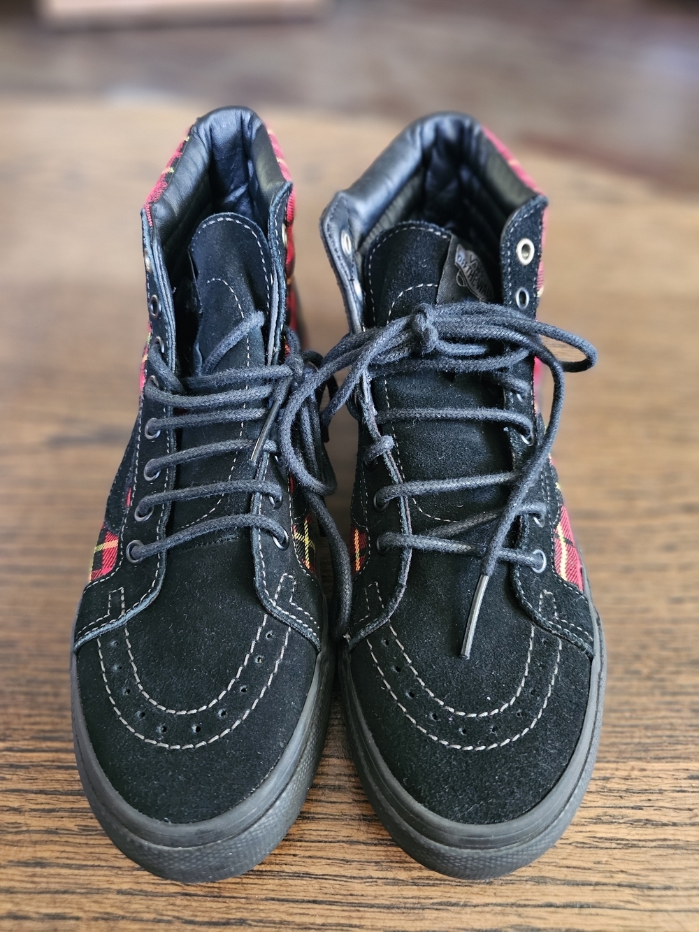 Vans Sk8-Hi Plaid High-Top Sneakers - Black & Red Size Womens 6.5 Mens 5 - Picture 3 of 12